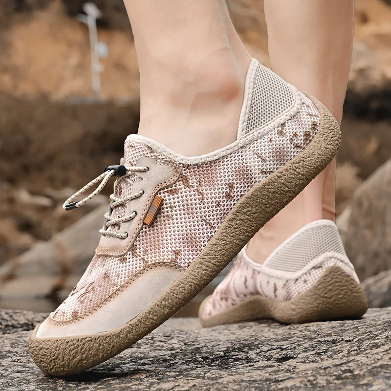 Factory Supply Large Size Feet Genuine Leather Mesh Upper Breathable Hand Made Sewing Men Cool Summer Shoes Sandals NovaCart