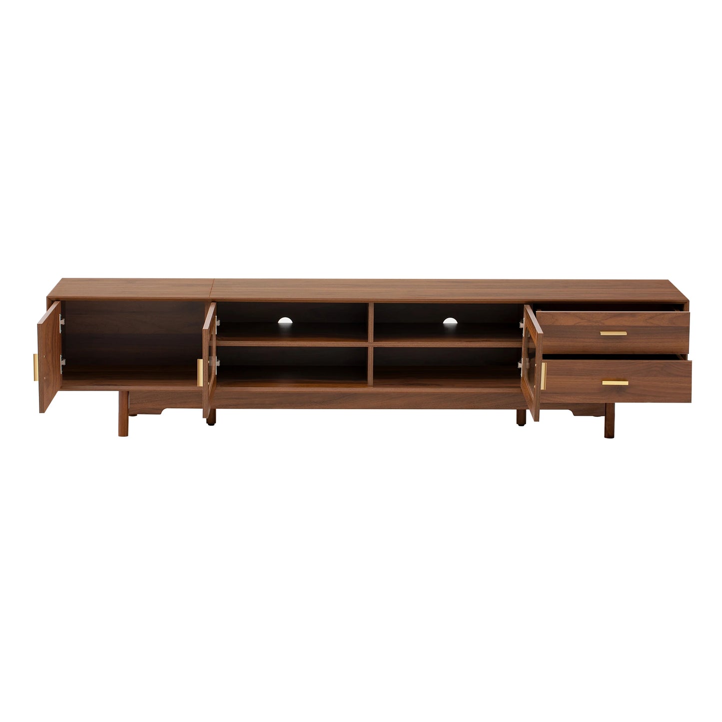 Modern Entertainment Center | 78" TV Stand for 85" TVs | 2 Drawers | Solid Wood Legs | Cable Management NovaCart