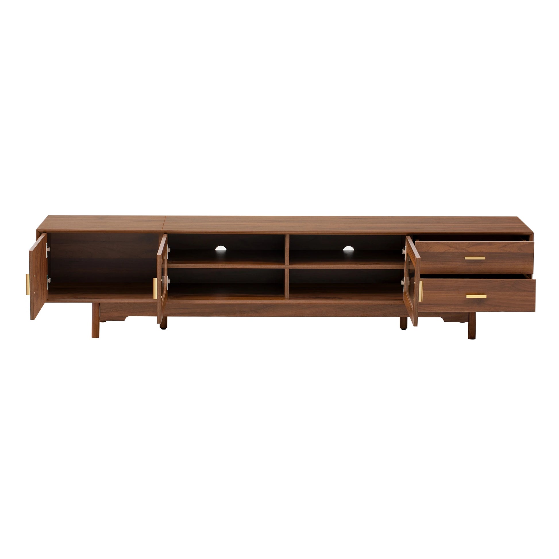 Modern Entertainment Center | 78" TV Stand for 85" TVs | 2 Drawers | Solid Wood Legs | Cable Management NovaCart