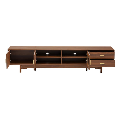 Modern Entertainment Center | 78" TV Stand for 85" TVs | 2 Drawers | Solid Wood Legs | Cable Management NovaCart