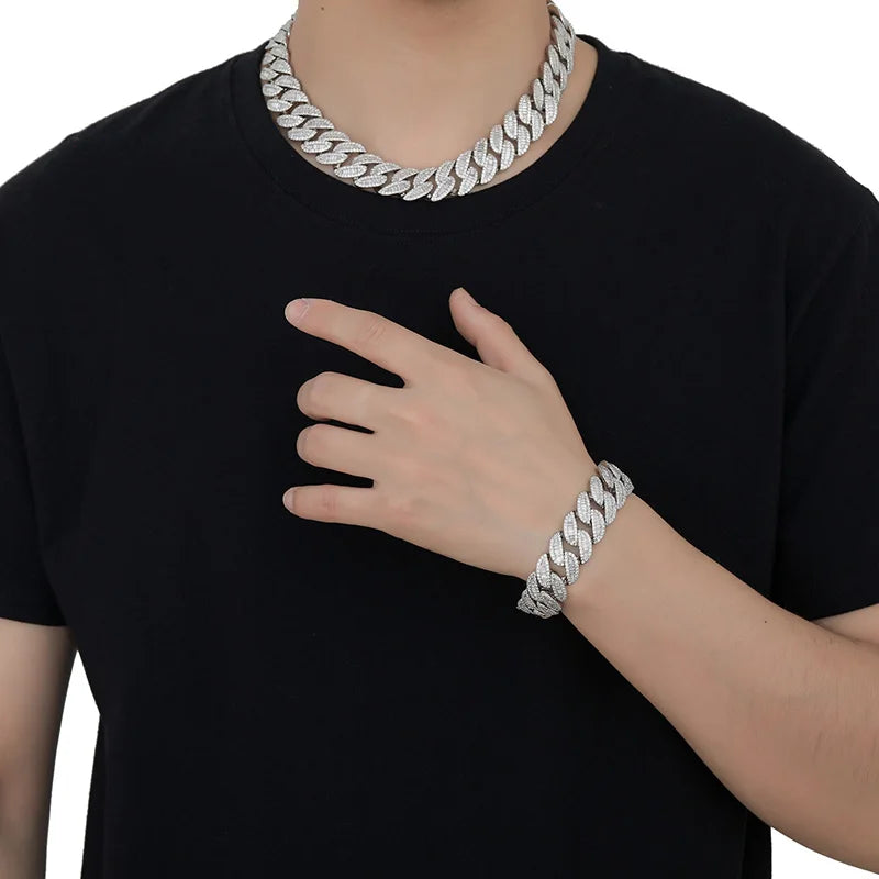 BES 20MM New Arrival Hip Hop Luxury Shiny Chunky Cuban Chain 5A CZ Diamond With Real Gold Plating Choker Necklace Jewelry NovaCart