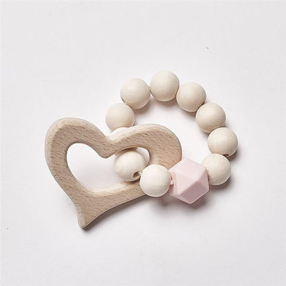 Modern Baby Silicone Wooden  Nursing Bracelets Wood Teether Silicone Beads Teething Wood Rattles Toys for Baby Stevvex