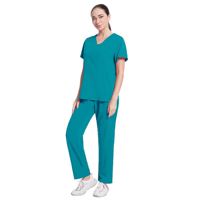 Fashionable Hospital Custom Nurse Uniform Embroidery Logo Colors Short Scrubs Jogger Straight Nurse Uniform Pants Sets NovaCart