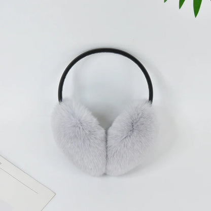 RTS Luxury Real Rex Rabbit Fur Ear Muffle Women's Winter Outdoor Warm Earmuffs Fashion Soft Earflap Ear Cover NovaCart