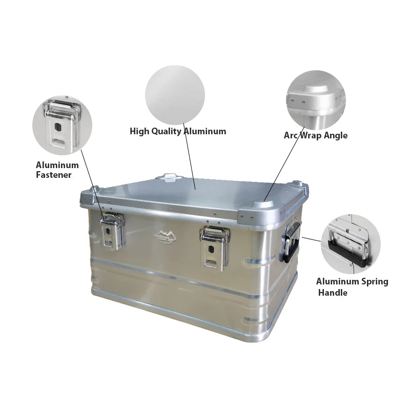 For ROCKBROOK High Quality Portable Aluminium Alloy Storage Container Box Weatherproof for Kitchen Outdoor Camping Trailer Metal NovaCart