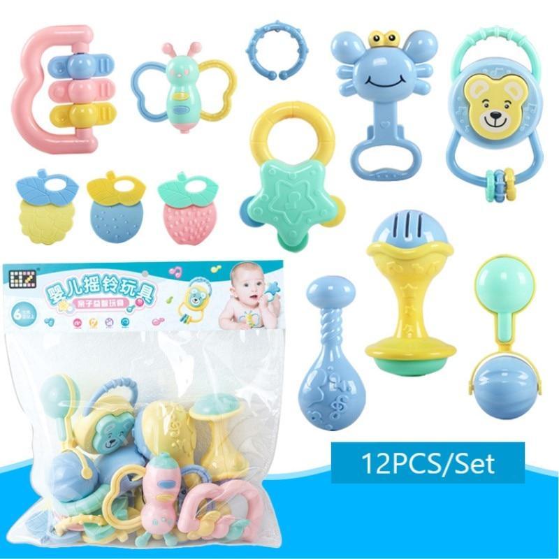 Baby Rattle Toys Cartoon Hand Grip Soft Rattles Shaker Teether Infant Newborn Educational Toys For Baby and Kids Stevvex