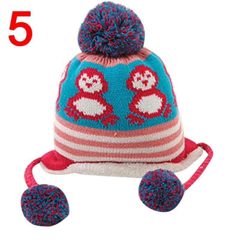 Modern New Baby Boys and Girls Winter Warm Knitted Crochet Ear flap Beanie Wool Cute Penguin Cap For Kids Stevvex