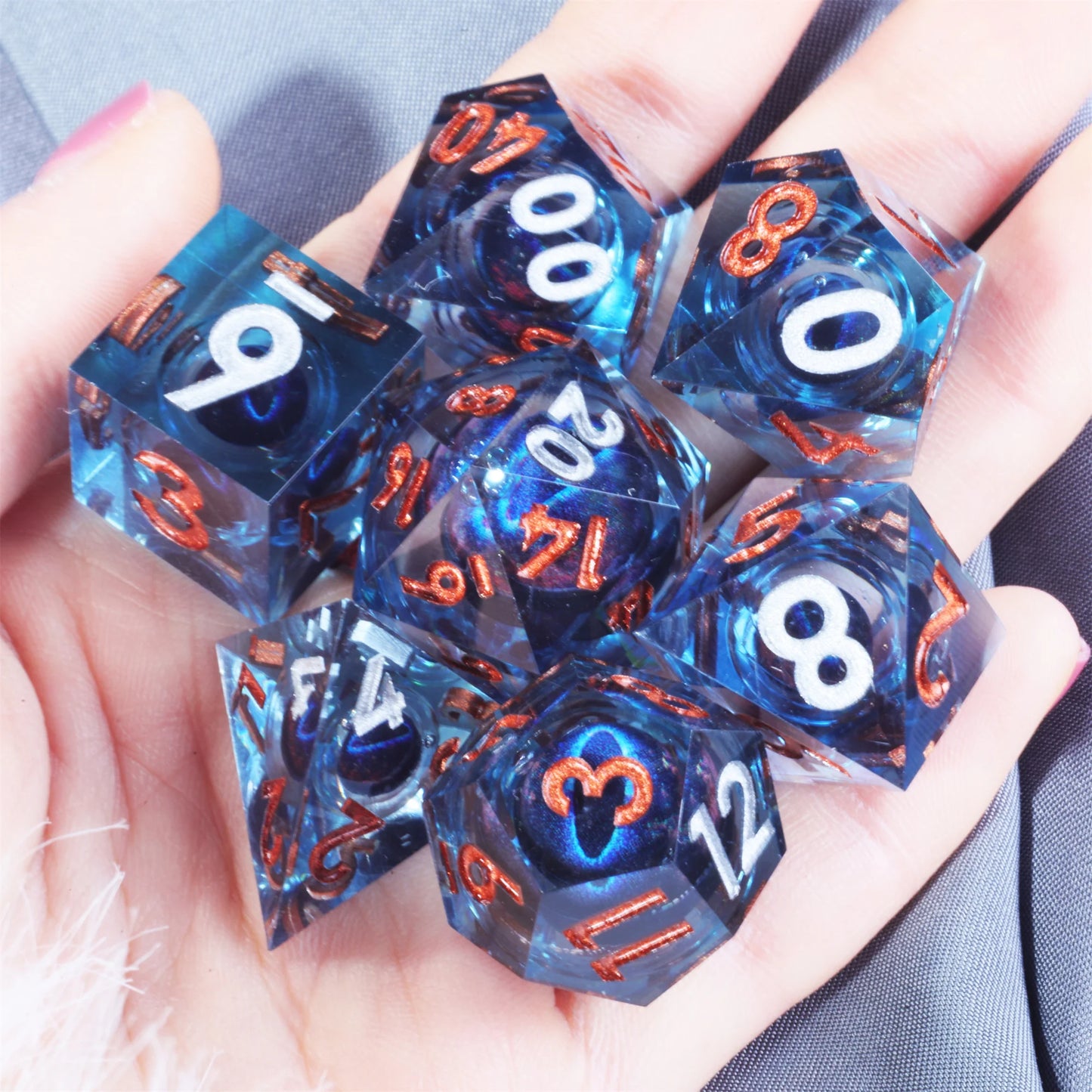 MINI PLANET DND Dice Set Purple Dragon Eye Liquid Core Dice RPG Dungeons&Dragons Wholesale Custom Handmade Polyhedral Resin Dice NovaCart