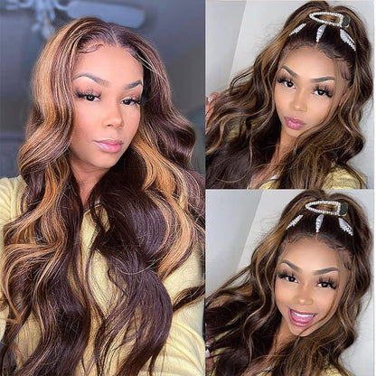 Highlight Wig Human Hair Ombre Lace Front Wig Brazilian Hair Wigs For Black Women 30 Inch Honey Blonde Body Wave Lace Front Wig HOL stores