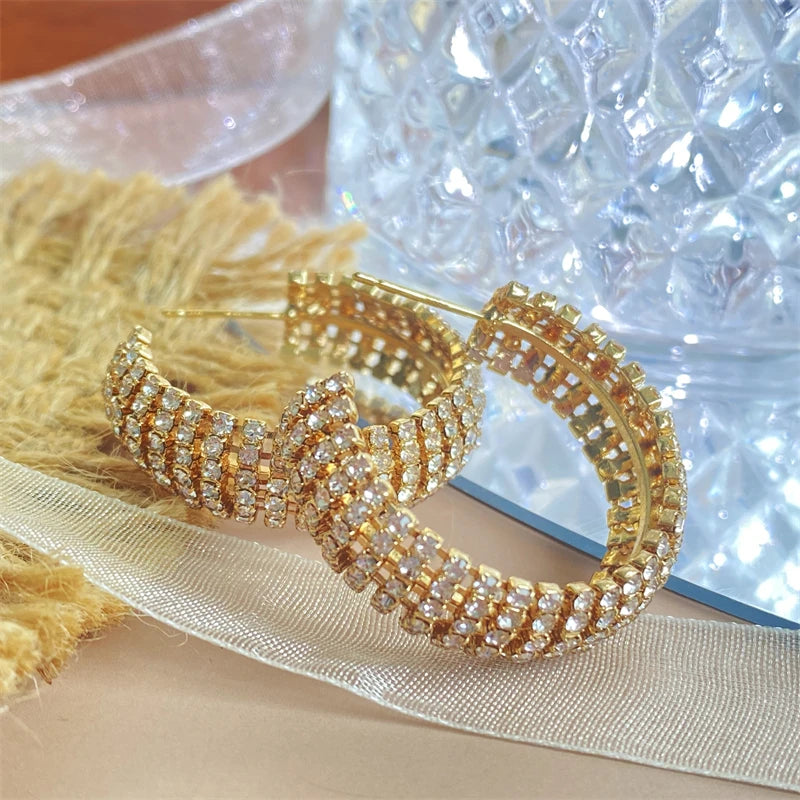 RAKOL ZPE350 Wholesale Sparkling Cubic Zirconia Elegant 18K Gold Plated Zircon Hoop Earrings  Party Women Jewelry Gifts NovaCart