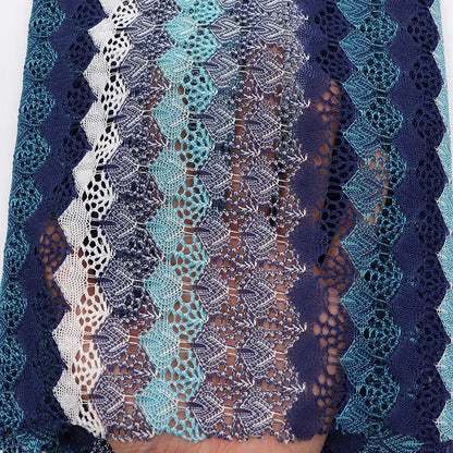 Latest Design Wave Pattern Polyester Lace Fabric for Women's Clothing Underwear Bags Home Textiles Use Colorful Knitted Material NovaCart