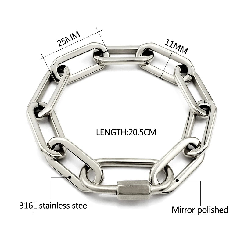Gold Color Big Carabiner Lock Clasp Chain Link Charm Femme Bracelet for Women Handmade Statement Bracelet Necklace Sets NovaCart