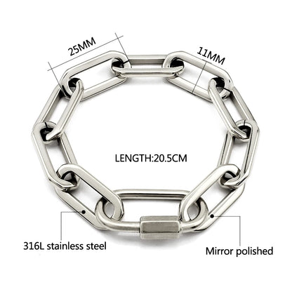 Gold Color Big Carabiner Lock Clasp Chain Link Charm Femme Bracelet for Women Handmade Statement Bracelet Necklace Sets NovaCart