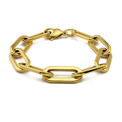 Gold Color Big Carabiner Lock Clasp Chain Link Charm Femme Bracelet for Women Handmade Statement Bracelet Necklace Sets NovaCart
