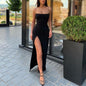 Backless Strap Split Dress Women Elastic Long Dresses Sleeveless Camisole Dress