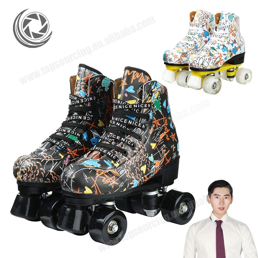 TopSupply New Design High-top for Adult Unisex Indoor and Outdoor Skating Four Light up Wheels Roller Skates With Shoes Bag NovaCart