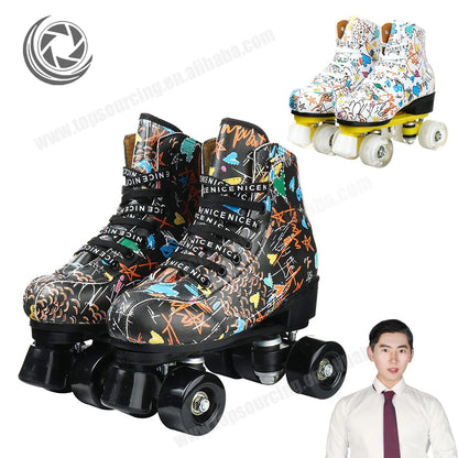 TopSupply New Design High-top for Adult Unisex Indoor and Outdoor Skating Four Light up Wheels Roller Skates With Shoes Bag NovaCart