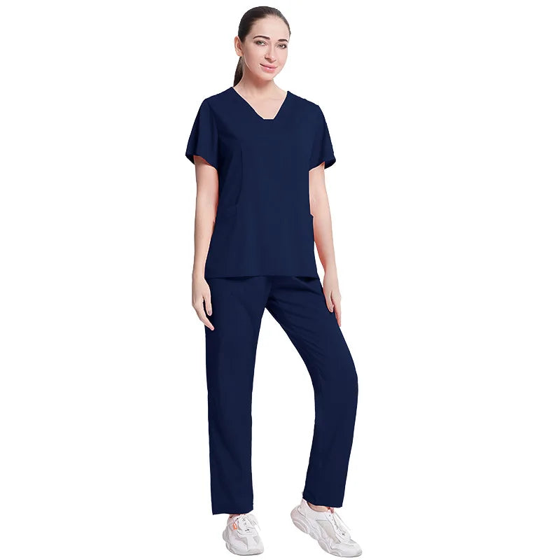 Fashionable Hospital Custom Nurse Uniform Embroidery Logo Colors Short Scrubs Jogger Straight Nurse Uniform Pants Sets NovaCart