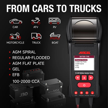 2025 ANCEL BST600 Digital Auto Battery Load Tester Cranking Charging System 12V/24V 100-2000 CCA Car Battery Diagnostic Tools NovaCart