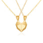 2Pcs Punk Heart Pendant Couple Necklace Lover Distance Faceted Magnetic Necklace