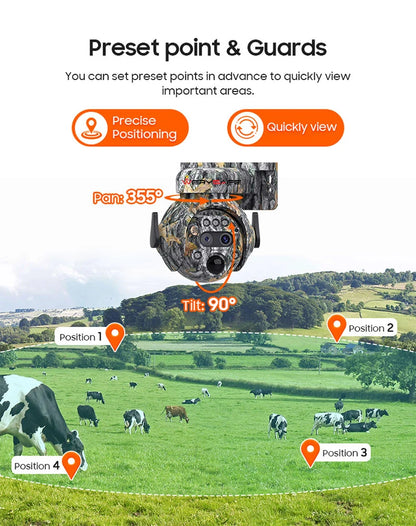 WERYSAFE 6MP Ubox 12X Zoom Infrared Video Cellular 4g Solar Rechargeable Battery Charge Hunting Trail Security PTZ Camera NovaCart