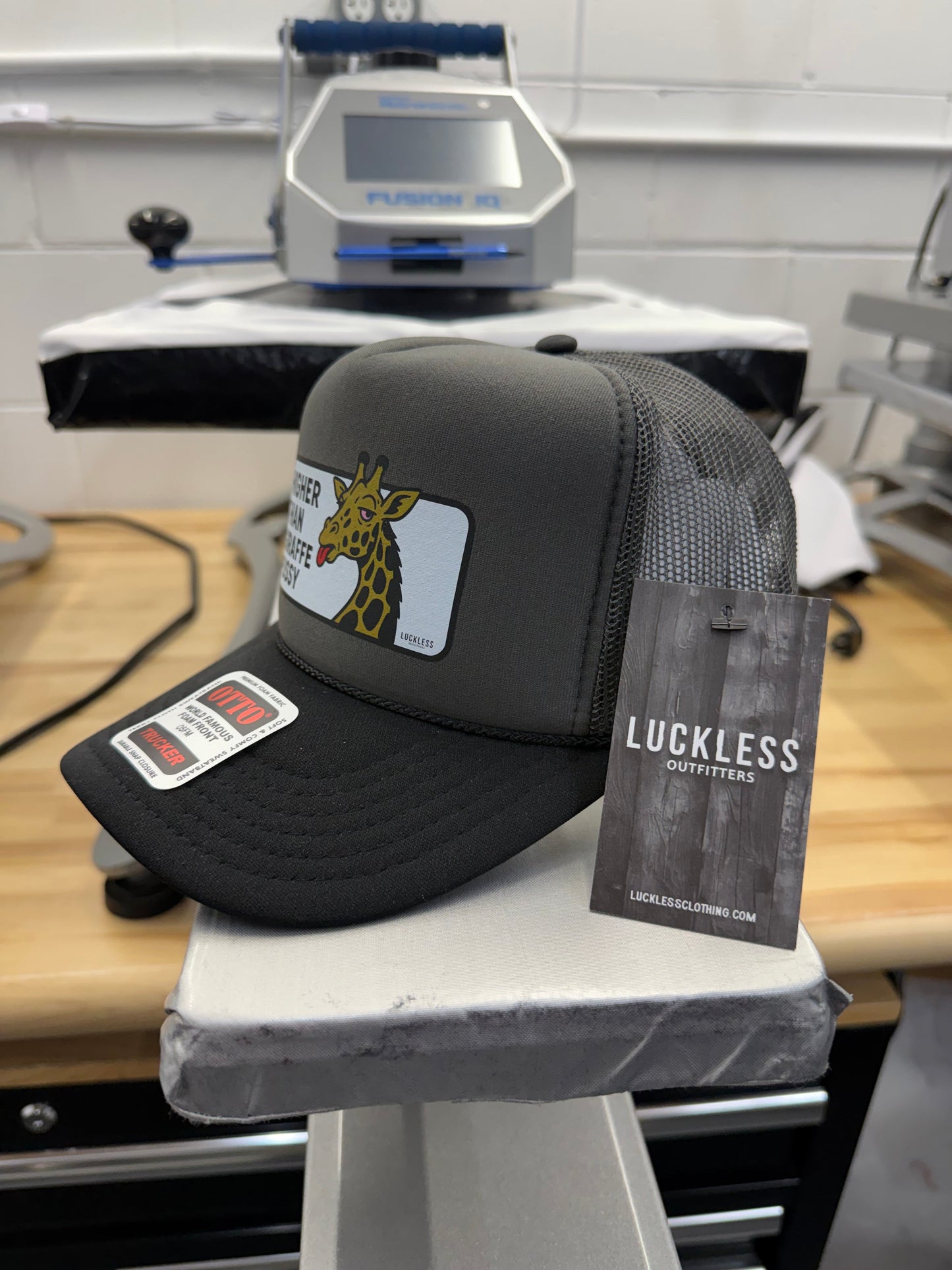 Higher Than Giraffe Pussy Trucker Hat Luckless Outfitters