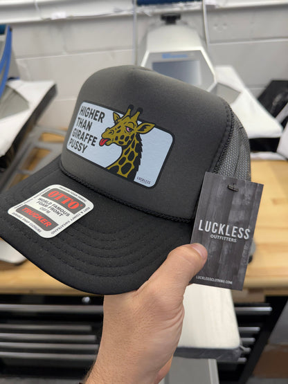 Higher Than Giraffe Pussy Trucker Hat Luckless Outfitters