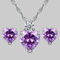 Heart-Shaped Zirconia Earrings and Necklace Set