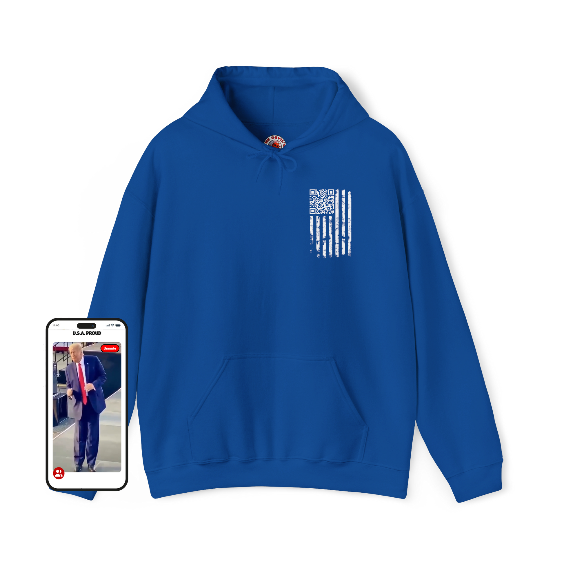American Flag QR Code Hooded Sweatshirt The Devil's Pickle