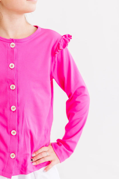 Hot Pink Ruffle Cardigan