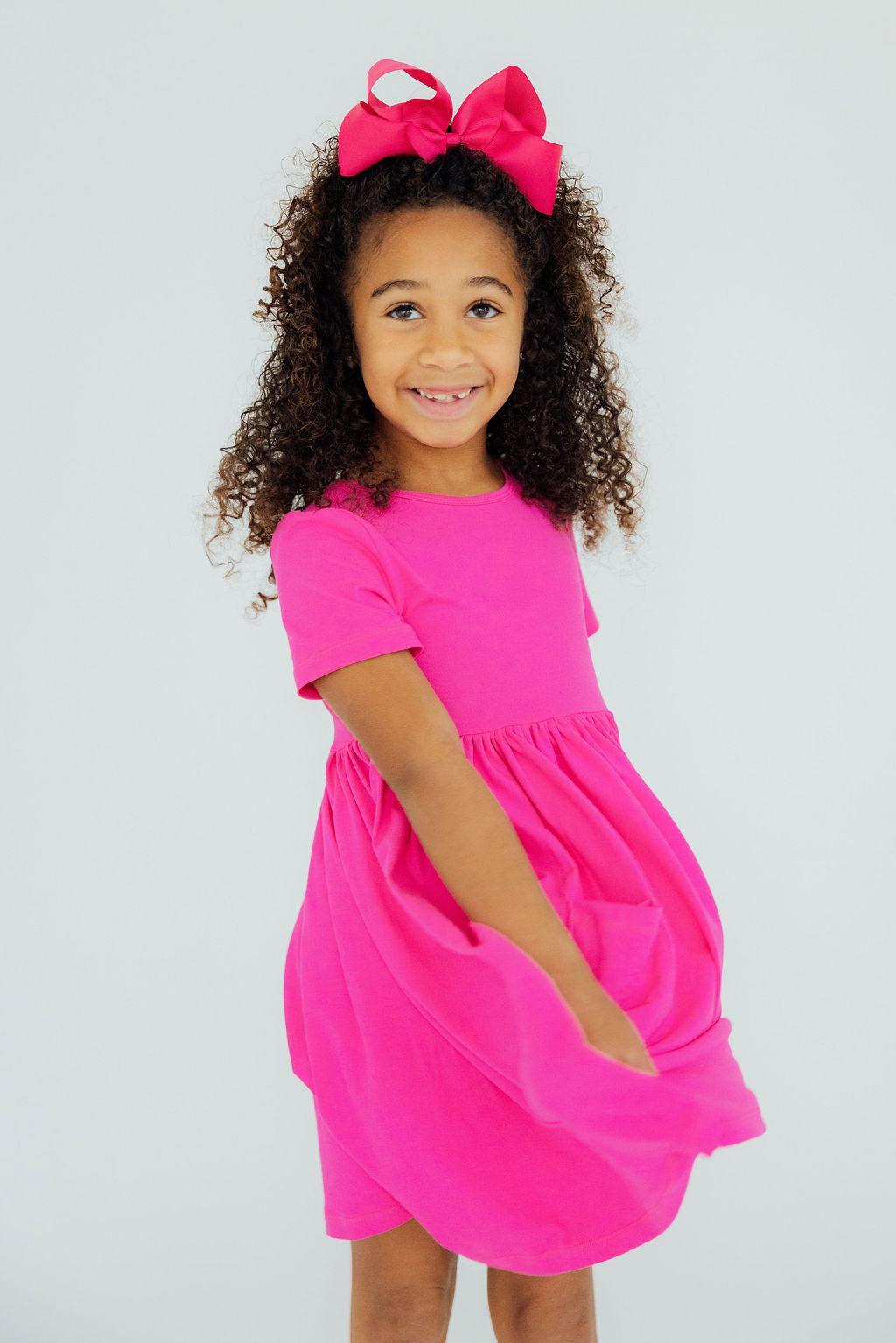 Hot Pink S/S Pocket Twirl Dress Mila & Rose ®