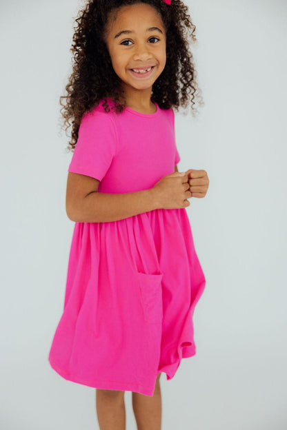 Hot Pink S/S Pocket Twirl Dress Mila & Rose ®