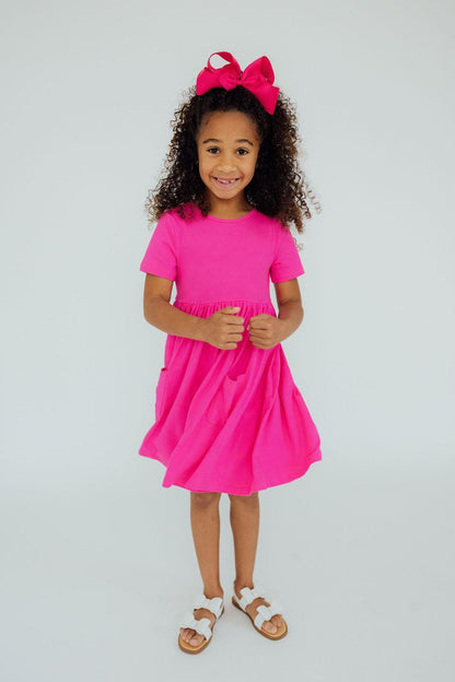 Hot Pink S/S Pocket Twirl Dress Mila & Rose ®