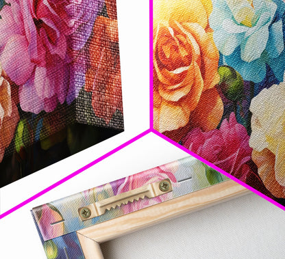 Beautiful Rose Art, Framed Canvas Print, Floral Art, Botanical  Decor, Blue and Yellow Roses, 3 Piece Art Set NuevArt