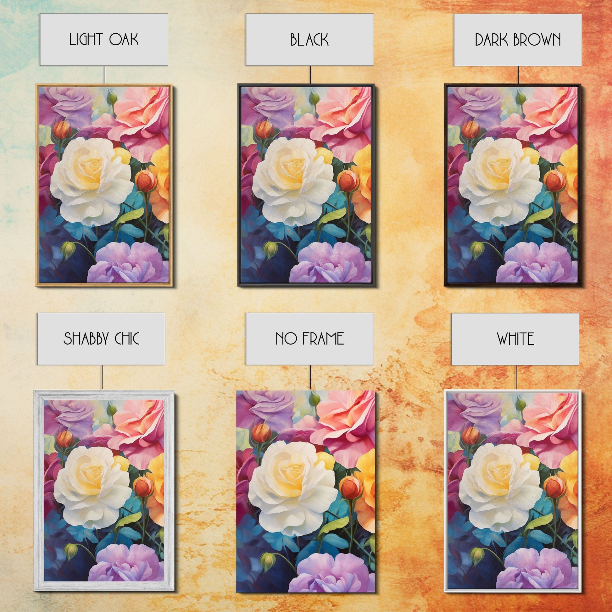 Beautiful Rose Art, Framed Canvas Print, Floral Art, Botanical  Decor, Blue and Yellow Roses, 3 Piece Art Set NuevArt