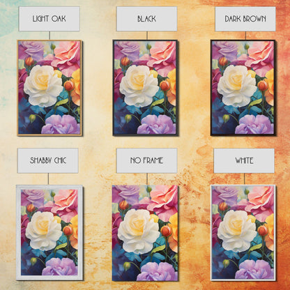 Beautiful Rose Art, Framed Canvas Print, Floral Art, Botanical  Decor, Blue and Yellow Roses, 3 Piece Art Set NuevArt