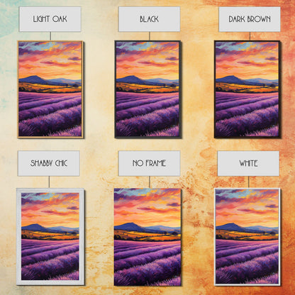 Purple Lavender Fields, 3 Piece Wall Art, Framed Canvas Print, Beautiful Original Landscape Painting, Sunset Painting, Farmhouse Decor NuevArt