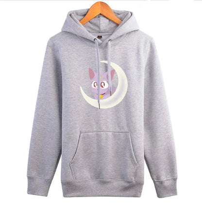 Women's Hooded Sweatshirt with Fleece Cat Design