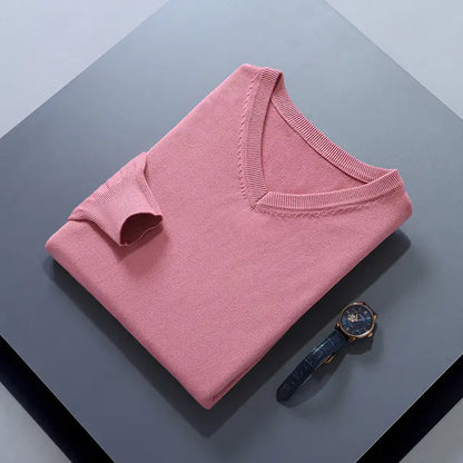 Men's V-Neck Cashmere Sweater - Soft Warm Pullover