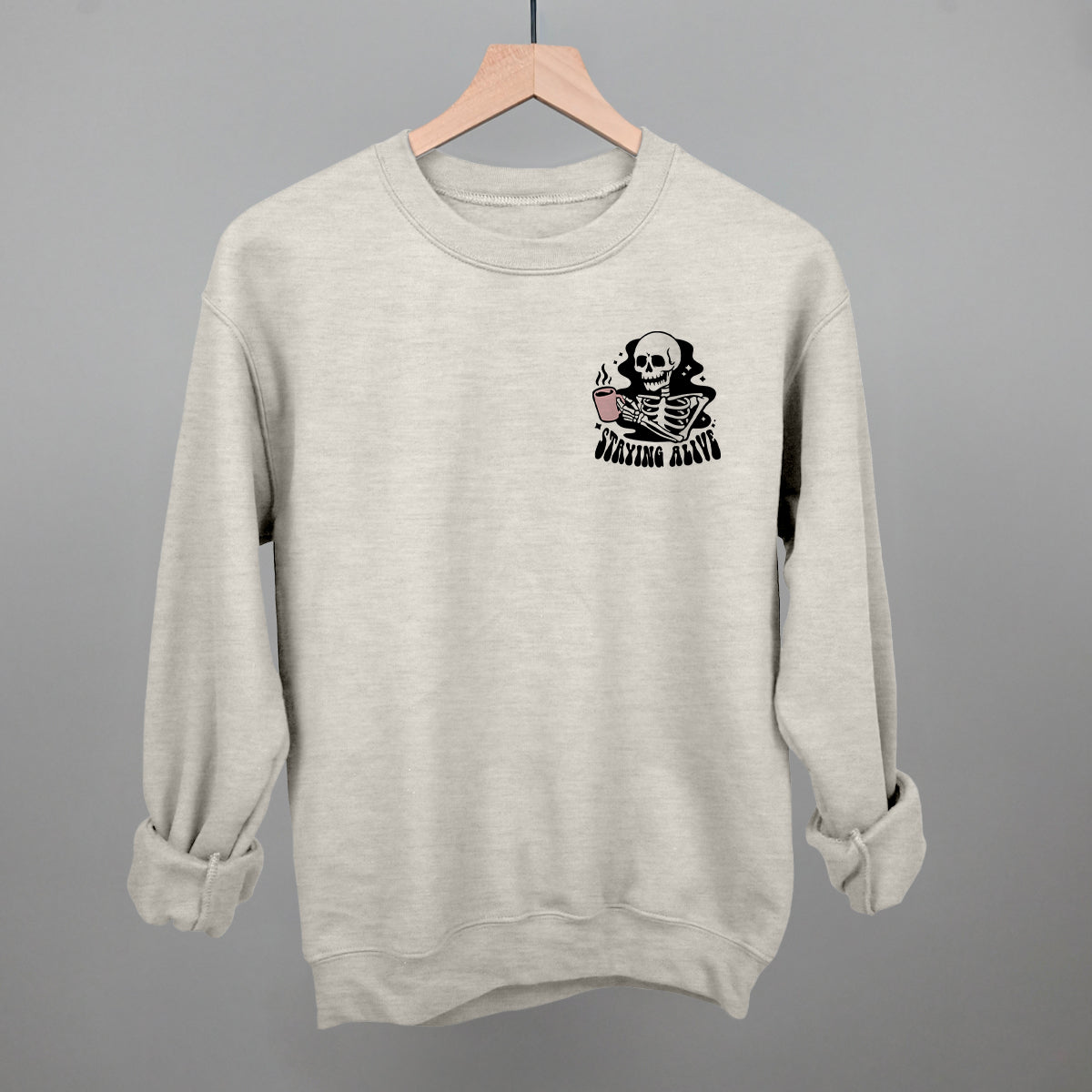 Staying Alive Coffee Skeleton (Left Chest) Ivy + Cloth