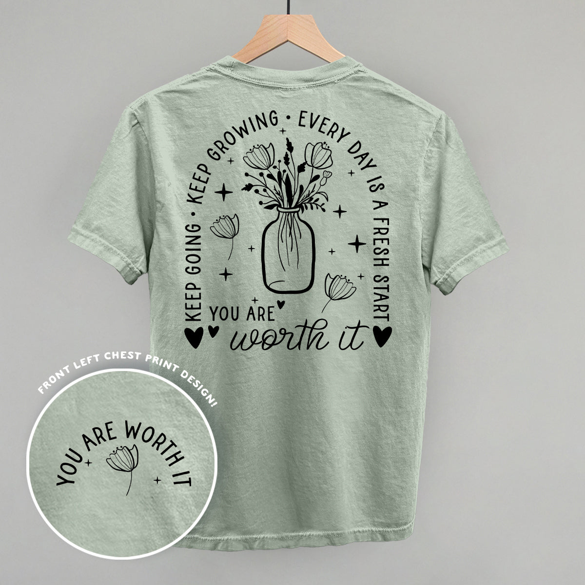 You Are Worth It Black Floral (Back Print) Ivy + Cloth