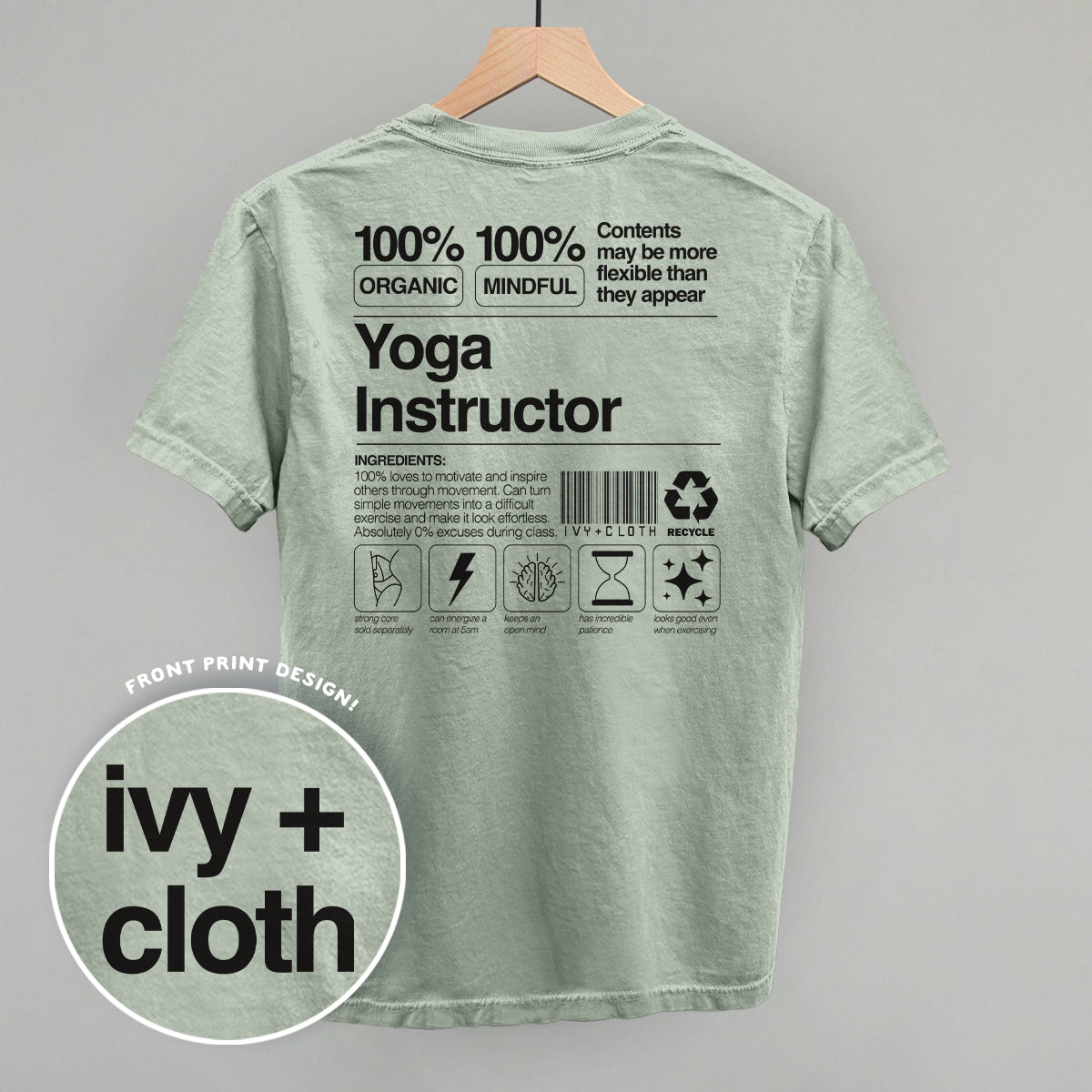 Yoga Instructor Nutrition Facts (Back Print) Ivy + Cloth