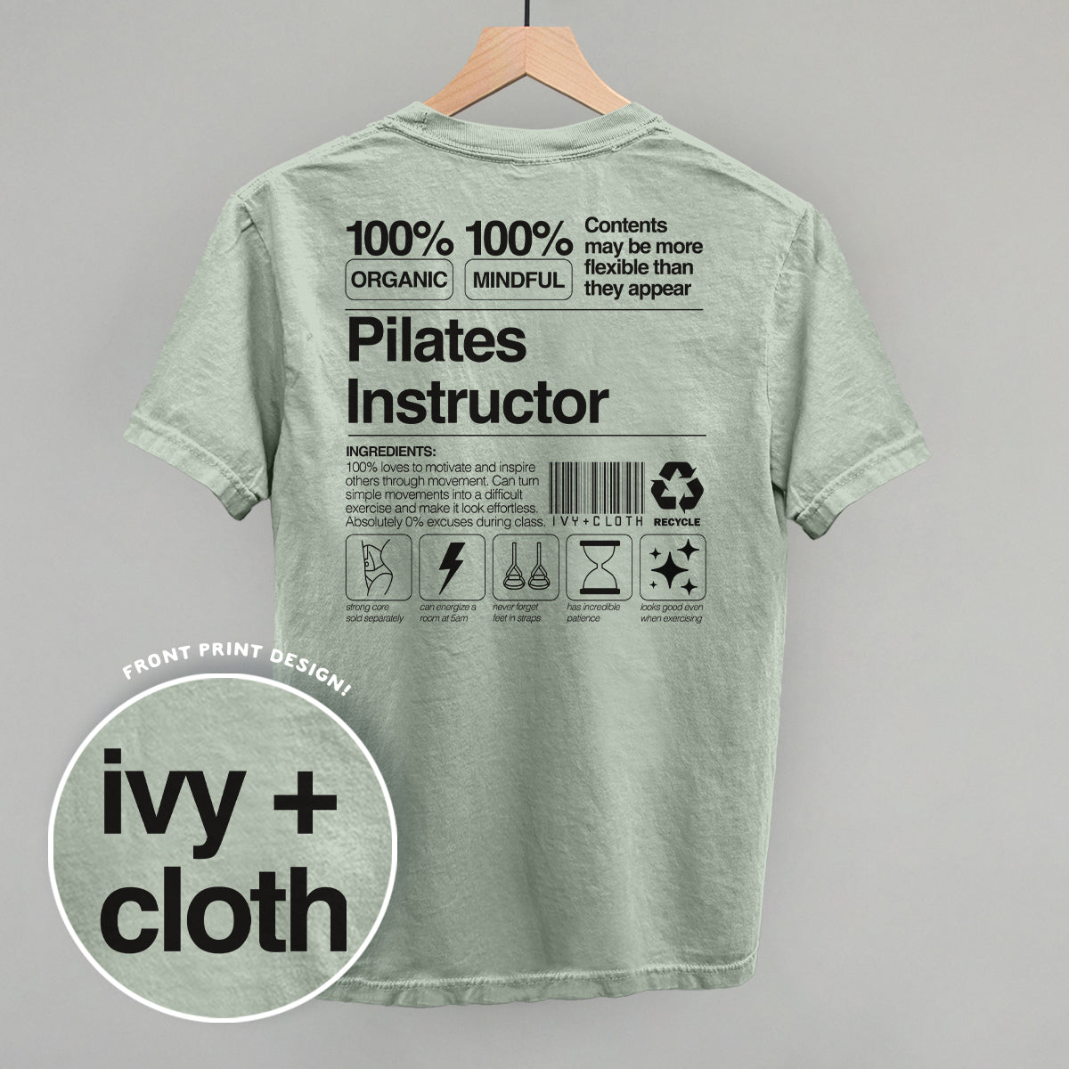 Pilates Instructor Nutrition Facts (Back Print) Ivy + Cloth