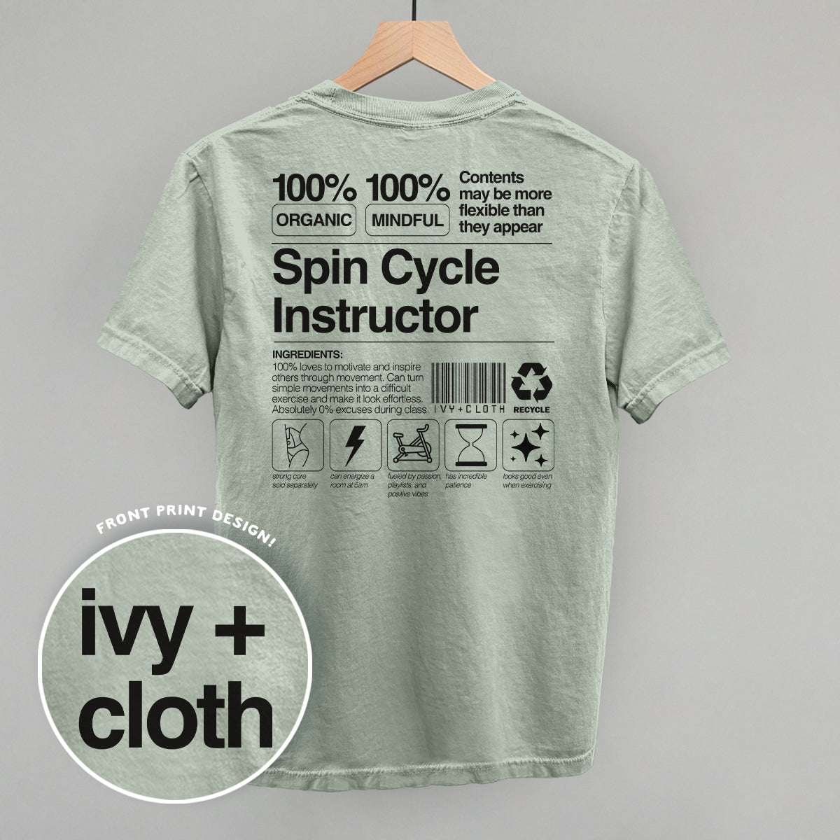 Spin Cycle Instructor Nutrition Facts (Back Print) Ivy + Cloth