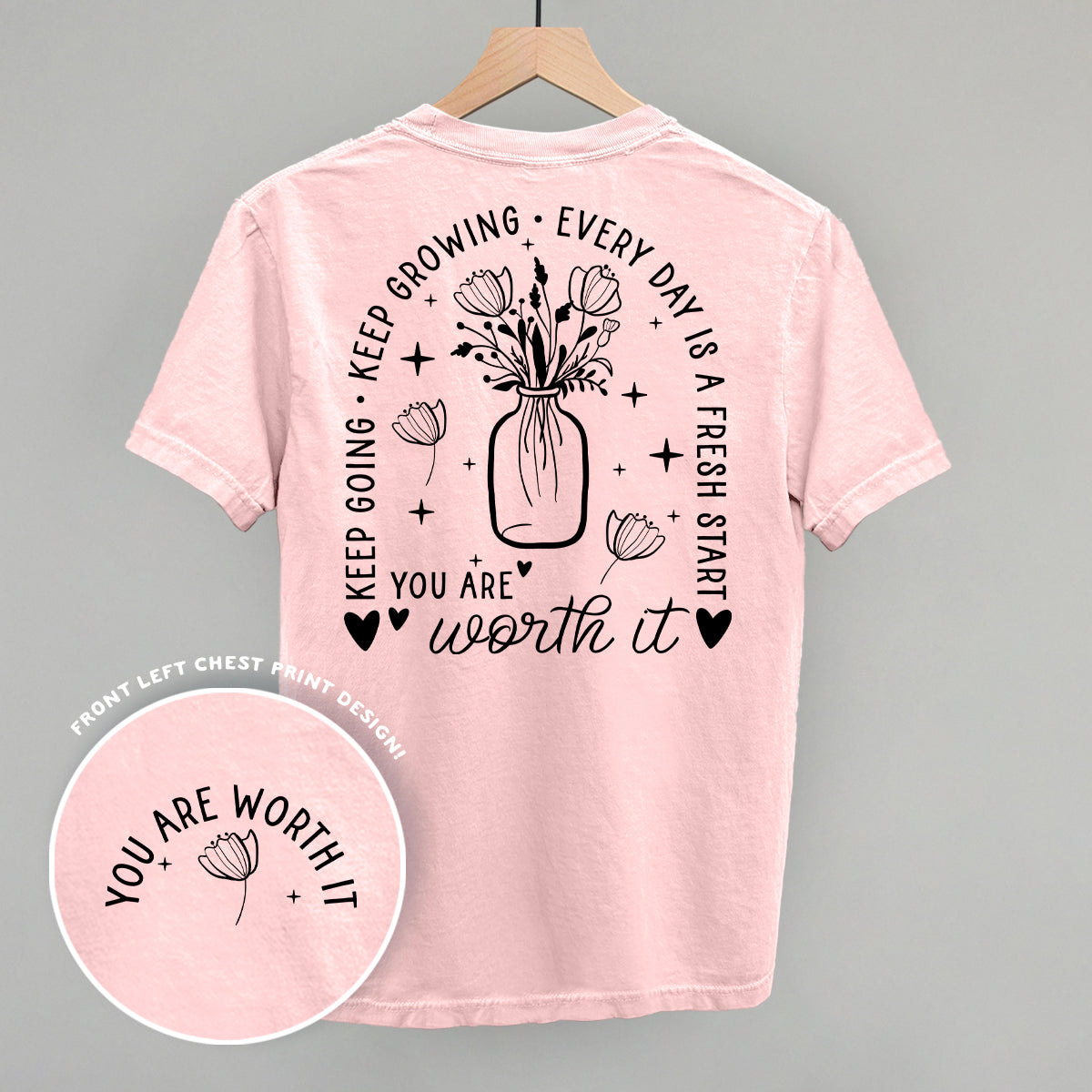 You Are Worth It Black Floral (Back Print) Ivy + Cloth