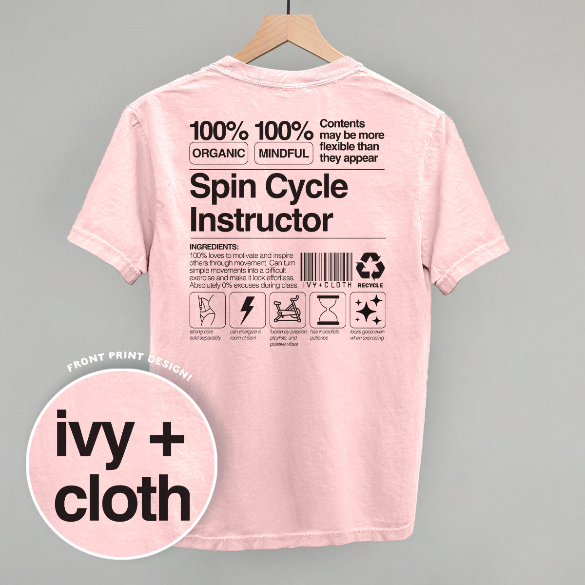 Spin Cycle Instructor Nutrition Facts (Back Print) Ivy + Cloth