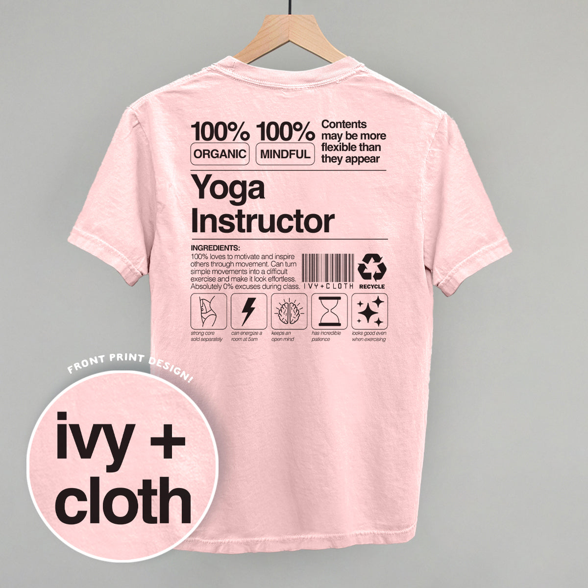 Yoga Instructor Nutrition Facts (Back Print) Ivy + Cloth