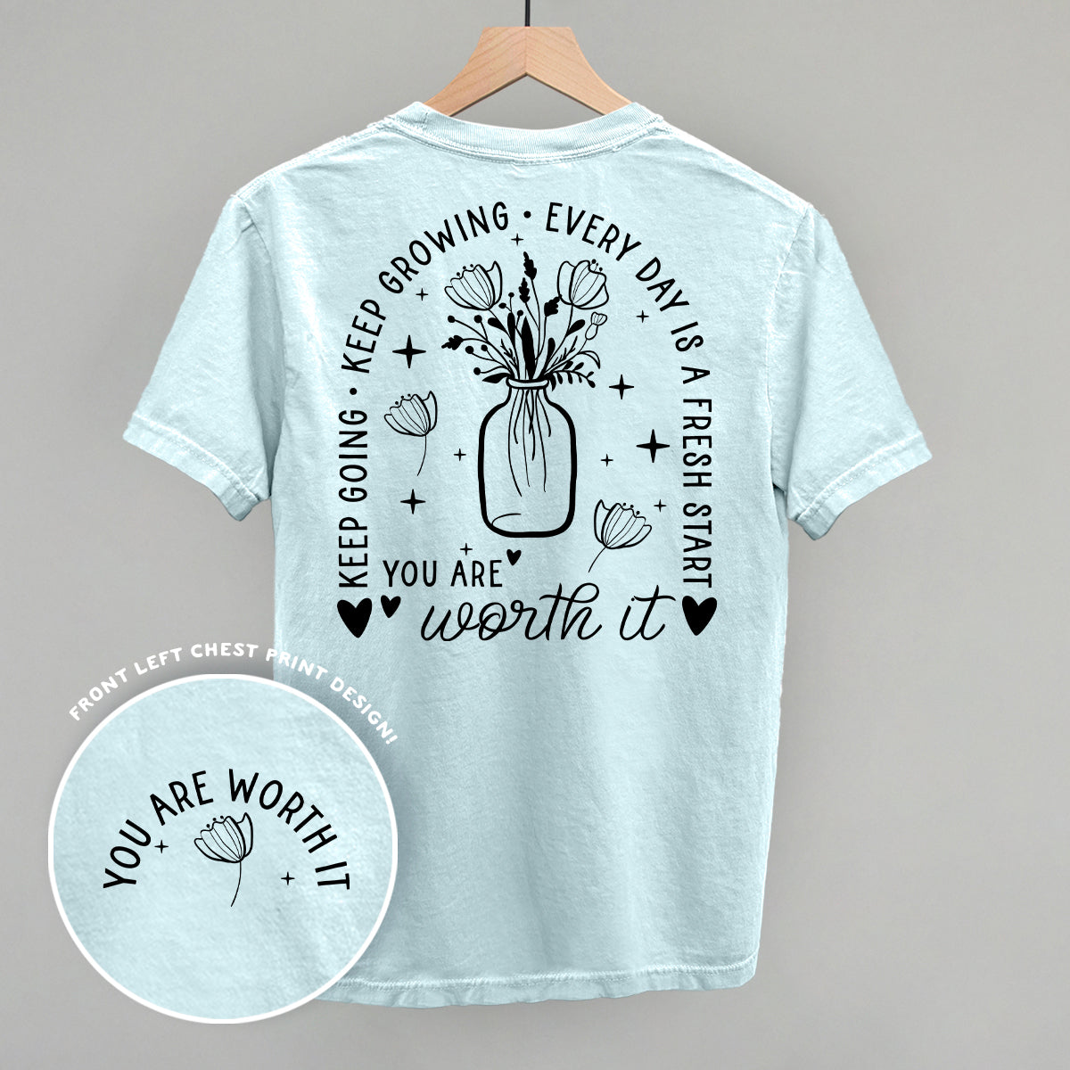 You Are Worth It Black Floral (Back Print) Ivy + Cloth