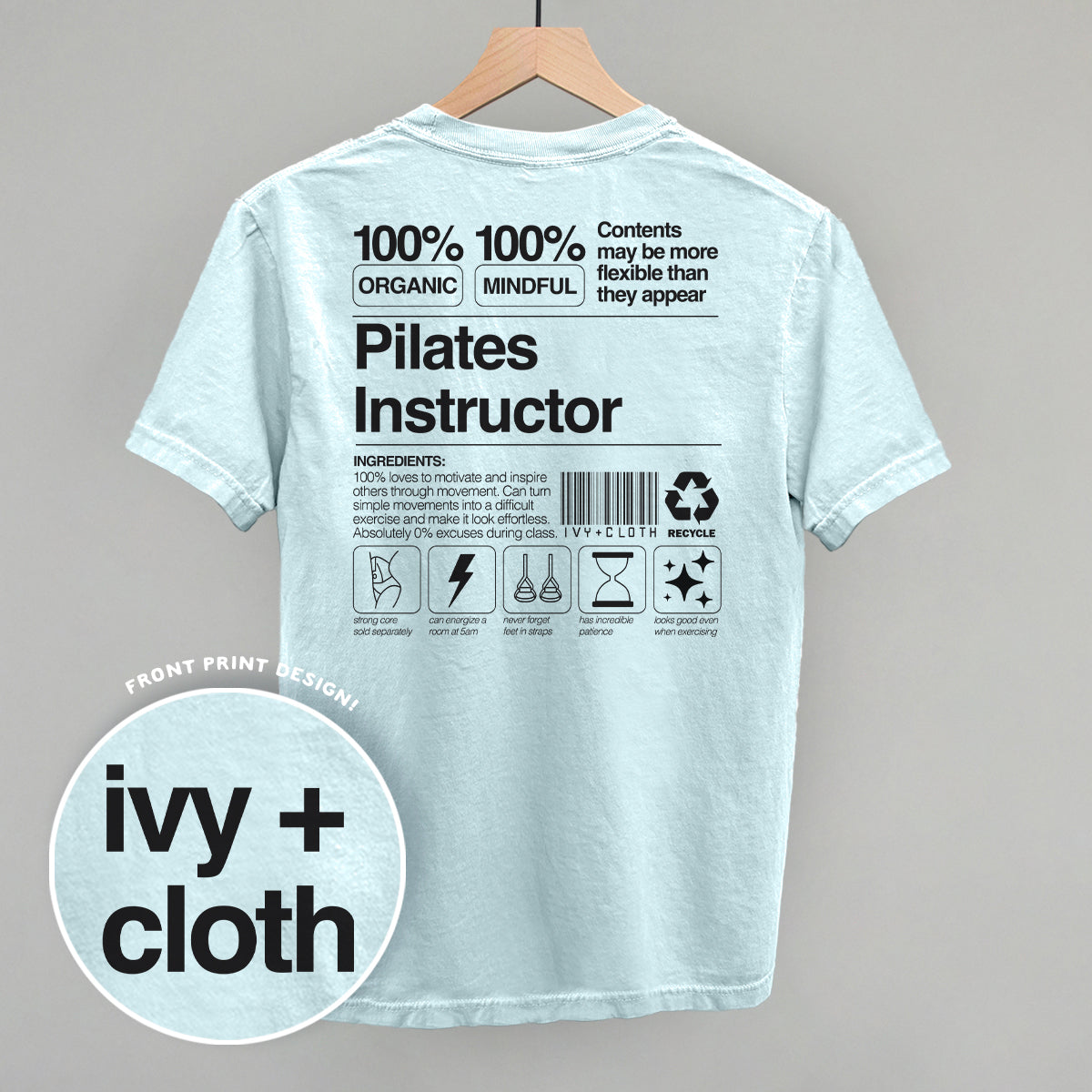 Pilates Instructor Nutrition Facts (Back Print) Ivy + Cloth