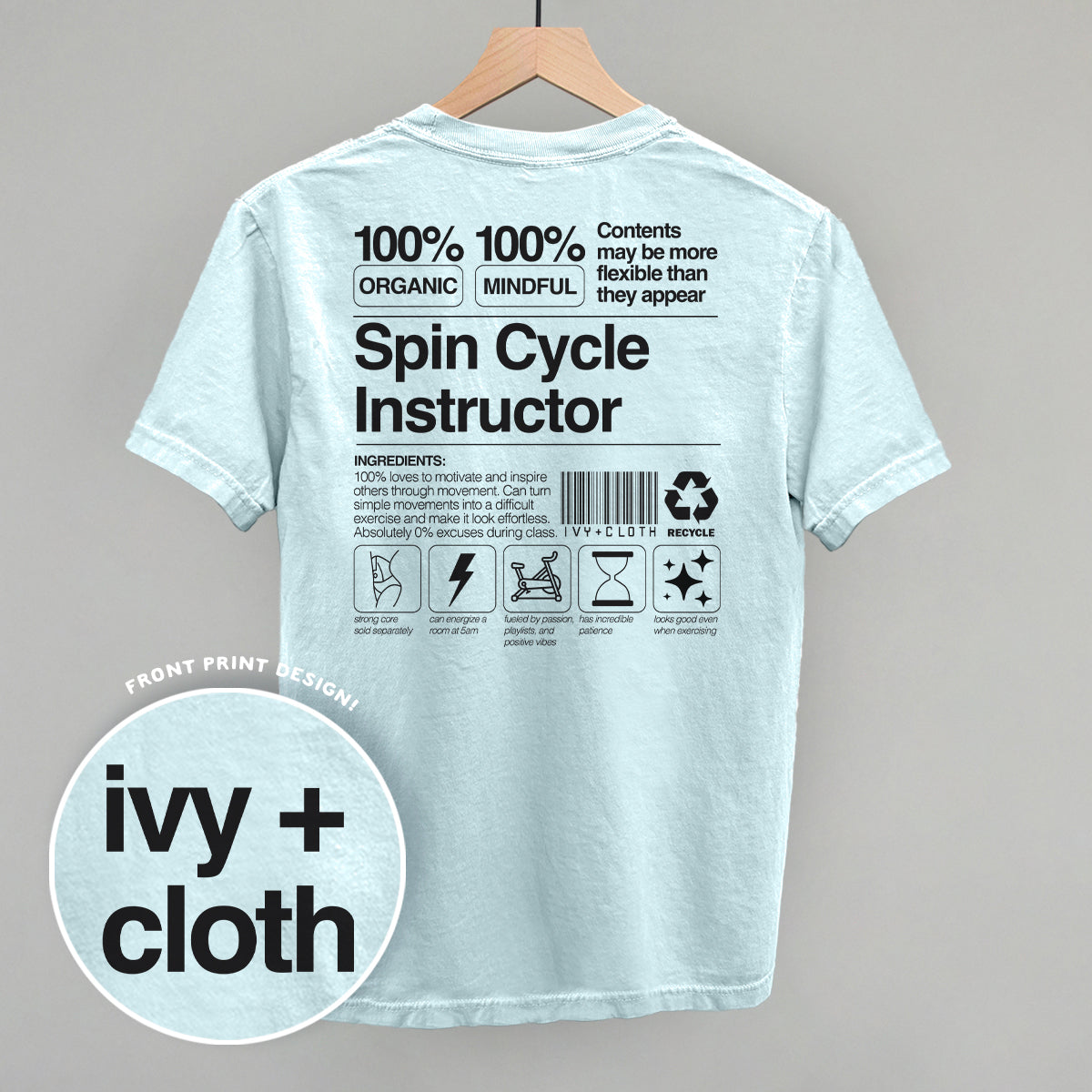 Spin Cycle Instructor Nutrition Facts (Back Print) Ivy + Cloth